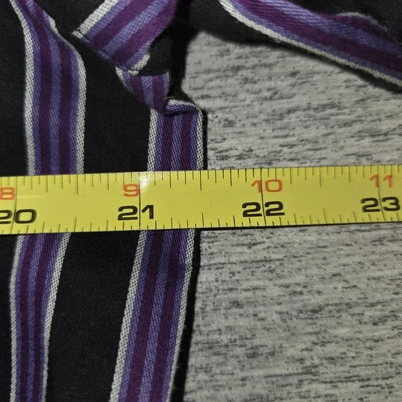 Westbound Wrinkle-Free Pinstripe Button Shirt Woman's Size 14 Shirt Purple Black - Picture 6 of 7